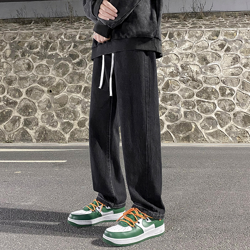 男士牛仔裤潮牌宽松直筒阔腿美式高街休闲长裤子春夏季薄2025新款