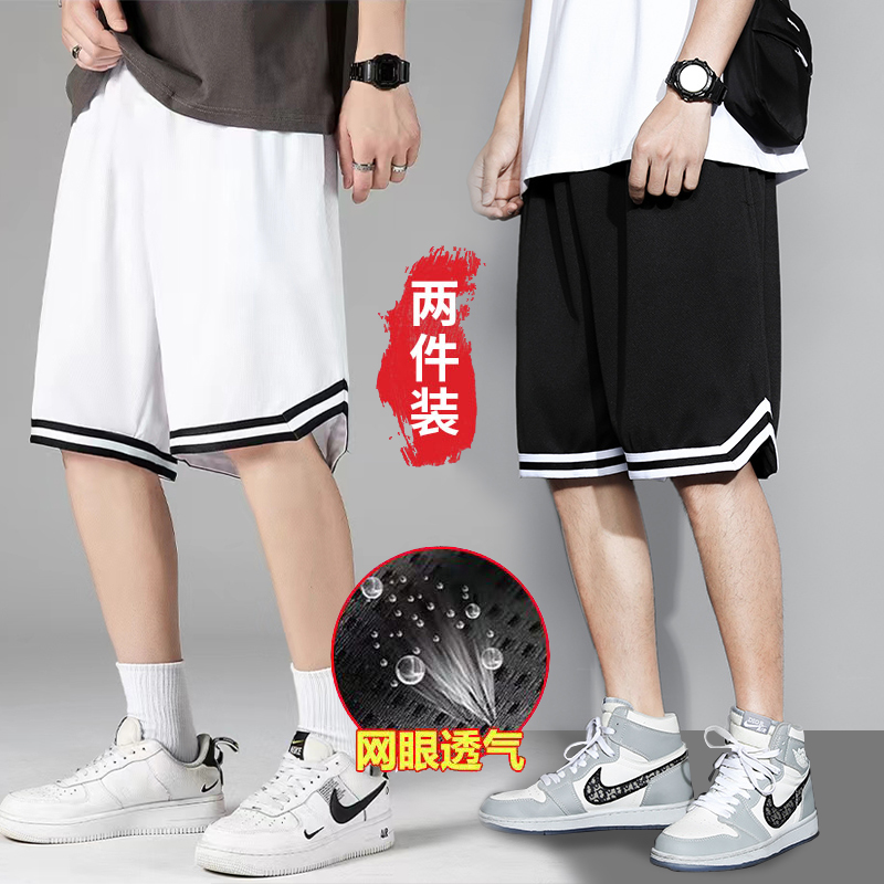 捡漏外贸原单运动短裤男款夏季潮牌五分宽松篮球速干网眼冰丝裤子