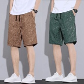 短裤 潮流宽松百搭直筒弹力5分裤 男透气薄款 韩版 冰丝休闲睡裤 夏装