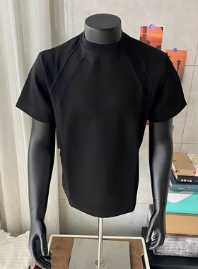清仓捡漏外贸尾货夏季短袖t恤男潮牌宽松薄款简约黑色百搭打底衫