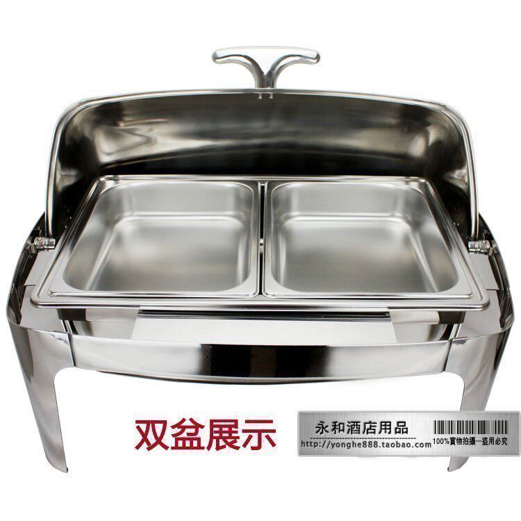YH723全翻盖不锈钢自助餐炉餐具 半翻盖布菲炉可电加热保温早餐炉