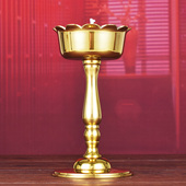 莲花酥油灯黄铜佛前油灯家用寺庙佛堂观音供灯供佛长明灯灯盏贡灯