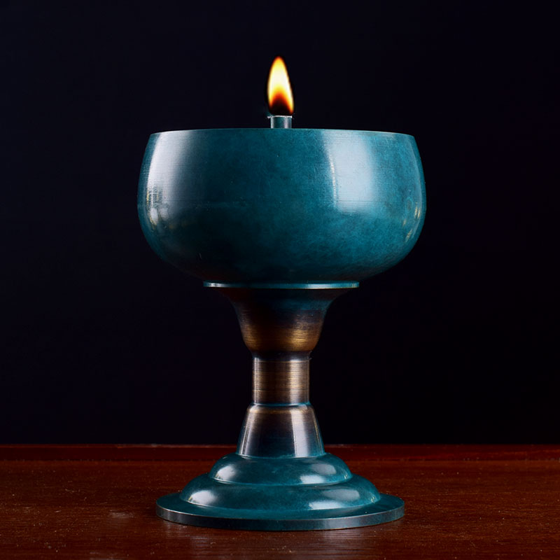 铜供灯家用供奉观音佛堂佛前铜油灯佛灯长明贡灯烛台铜碗油灯包邮