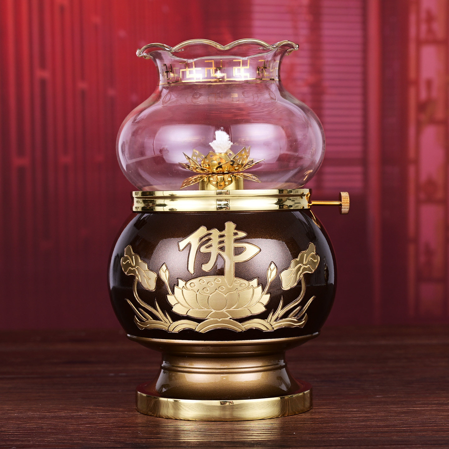 纯供奉黄铜油灯供佛前财神液体防风酥油灯灯盏长明灯寺庙佛堂家用