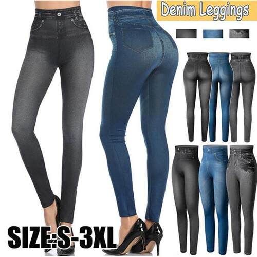 Women's stretch slim imitation jeans 女士弹力修身仿牛仔