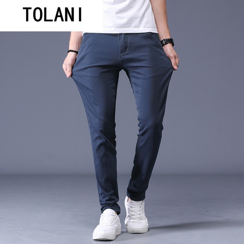 Casual Pants Men Cotton Slim Fit Chinos Fashion Trousers 38