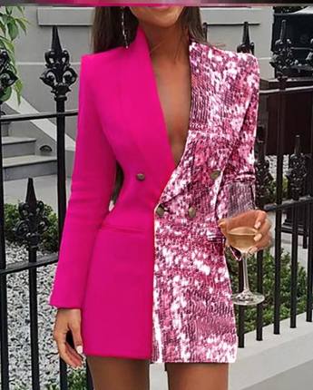 2023女士新款亮片拼接修身职业裙Women professional dress