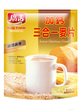 台湾原装广吉加钙三合一麦片香甜早餐素燕麦麸粉高纤香醇浓厚美味