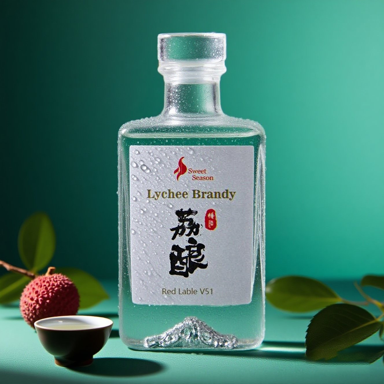紫梅山荔酿国产红牌荔枝白兰地红牌水果蒸馏酒小酒版洋酒调酒基酒