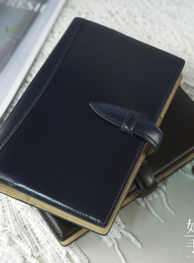 现货日本brelio马臀皮拼裸色牛皮手帐 M5 A7 A6手账活页手账