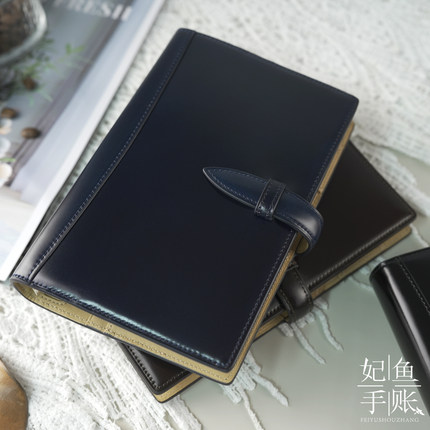 现货日本brelio马臀皮拼裸色牛皮手帐 M5 A7 A6手账活页手账