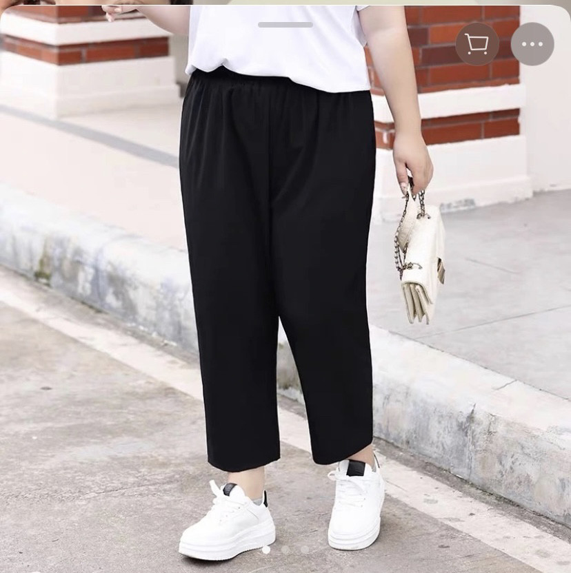 加大码夏季速干加肥休闲裤胖妈妈宽松显瘦高腰高弹力萝卜裤长裤