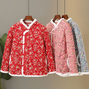 东北花棉袄女胖妈妈加厚碎花棉服复古风保暖棉衣 新款 加大码 冬季