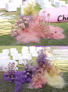 彩色麻丝烟雾感花艺花材陈列道具婚庆节日布景装置摆件 填充物