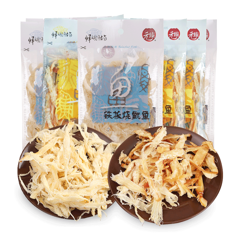 元臻碳烤手撕鱿鱼丝6袋装 鱿鱼片鱿鱼干零食即食海味鱿鱼须鱿鱼足