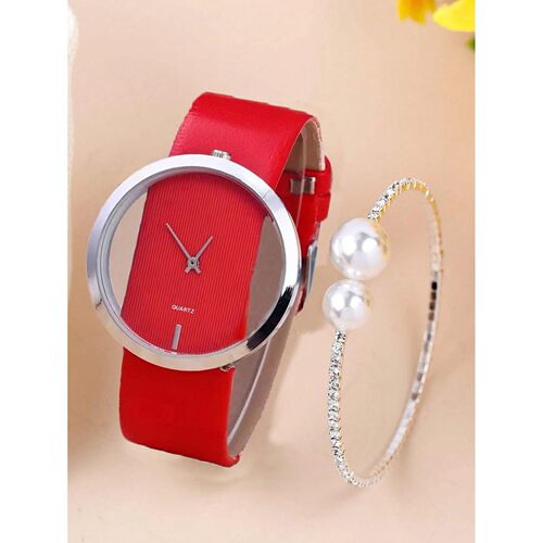 2pcs Set Women Bracelet Quartz Watches For Women Leather Wat