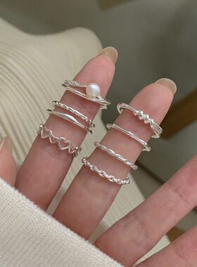 S925 Sterling Silver Pearl Ring Women's Ins Design High Sens
