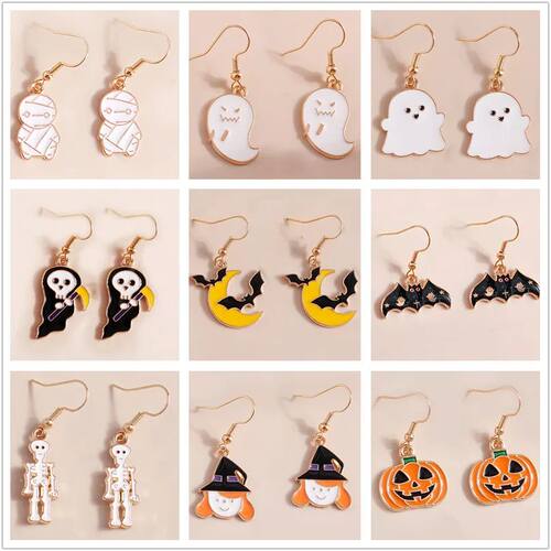 Trendy Halloween Drop Earrings For Women Moon Death Ghost Pu