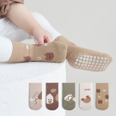 5 Pairs Winter Baby Socks Toddler Anti-slip Children's Carto