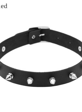 Trendy Spike Rivet Choker Belt Collar Women Pu Leather Goth