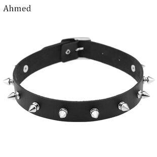 Trendy Spike Rivet Choker Belt Collar Women Pu Leather Goth