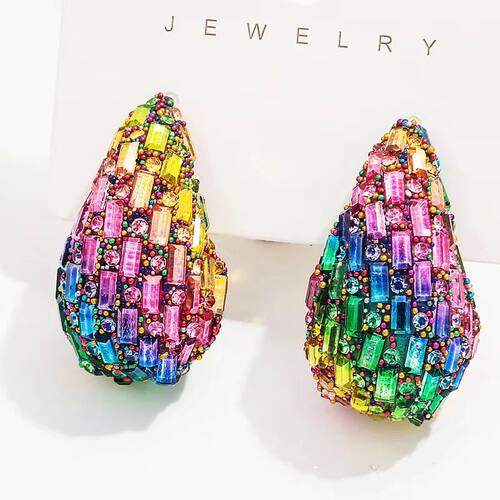 2026 New Trendy Crystal Chunky Waterdrop Hoop Earrings Dupes