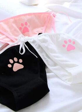 Women Panties Cotton Underwear Type Cute Claw Lace Up Animat
