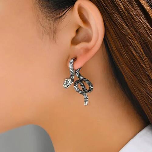 Dark Gothic Snake Stud Earrings For Men Women Goth Punk Pier
