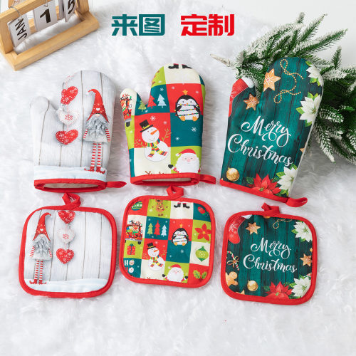 Christmas Microwave Oven Gloves Kitchen Household Anti-scald