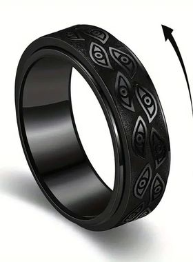 Anti Stress Stainless Steel Spinner Rings For Men Carved Dem