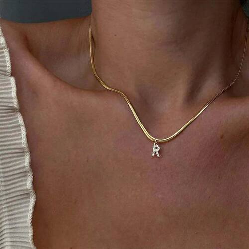 New Classic Letter Pendant Necklace WomenWidth 2mm Stainless