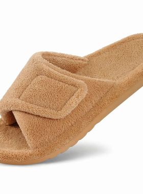 Comwarm Winter Open Toe Fur Slippers For Women Non-slip Fuzz