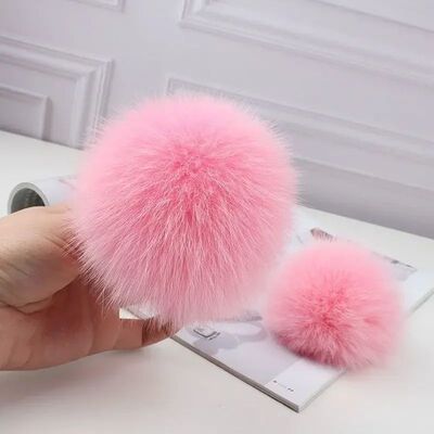 Real Natural Mink Fox Pompoms Fur Balls 9cm Fluffy Mink Fur