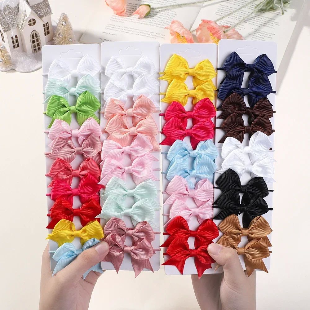 10Pcs Bows Elastic Hair rubber band Hair Ties Ribbon Pigtail