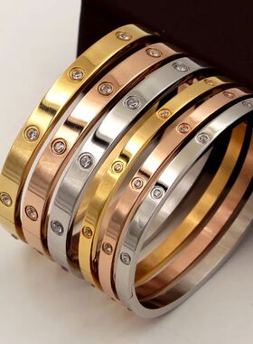 Brand Crystals Love Bangles Cubic Zirconia Bracelets Couple