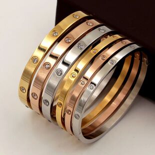 Brand Crystals Love Bangles Cubic Zirconia Bracelets Couple