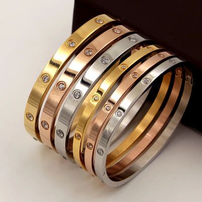 Brand Crystals Love Bangles Cubic Zirconia Bracelets Couple