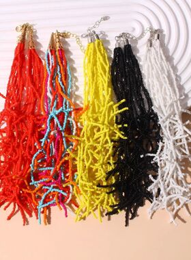 Vintage Beaded Chain Coral Necklaces for Women Boho Beads Co