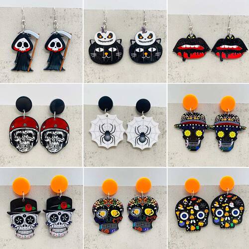 Halloween Earrings Spider Skull Pumpkin Acrylic Women's Earr