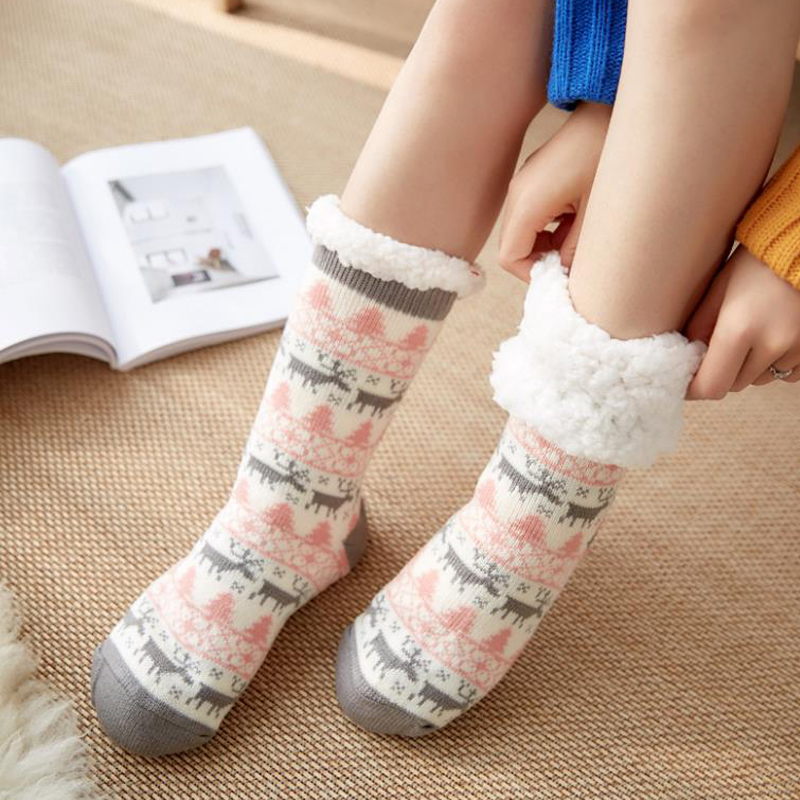 Thicken Plus Cotton Winter Socks Women Sleep Warm Non-Slip S