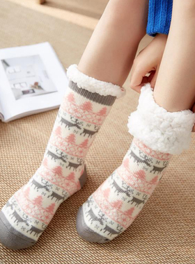 Thicken Plus Cotton Winter Socks Women Sleep Warm Non-Slip S
