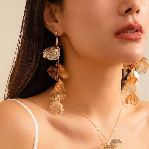 Fashion Long Tassel Petal Drop Earrings for Women Luxury Met