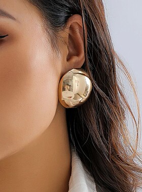 Ingemark Punk Smooth Round Big Ball Metal Stud Earrings for