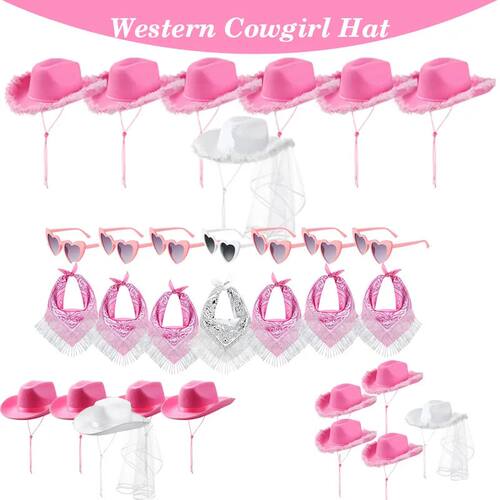 5-12Set Cowgirl Cowboy Hats Bachelorette Cowboy Hats for Bri