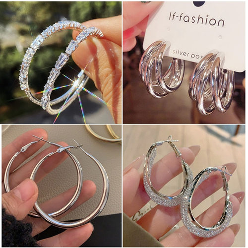 Big Circle Ring Earrings Female Senior Sense S925 Silver Nee