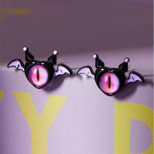 Halloween Little Monster Wing Bat Eye Stud Earrings Women Cu