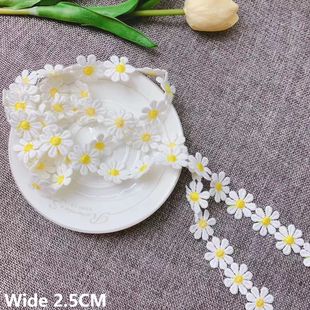 2.5CM Wide Pastoral Cotton Embroidered Daisy Ribbon Dress La