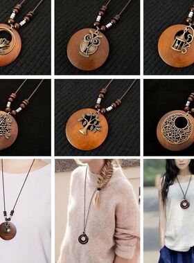 Retro Wooden Collar Decoration Female Jewelry Neck Accessori
