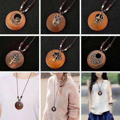 Retro Wooden Collar Decoration Female Jewelry Neck Accessori