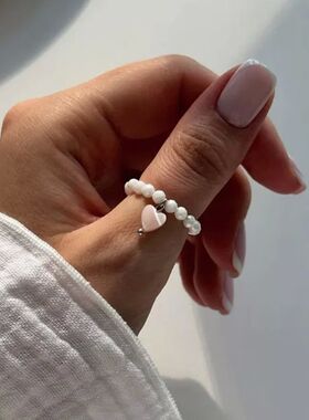 Vintage Originality String of Beads Elastic Cord Heart Shape